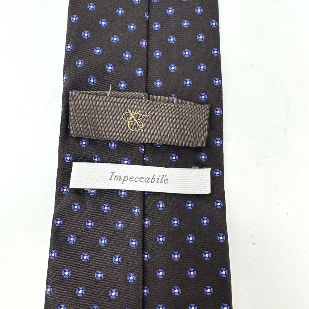 Canali Silk Tie Mens Brown Blue Impeccabile Office Career‎ Luxury Formal  Italy